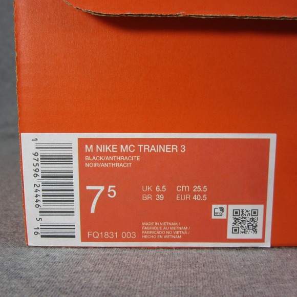 Nike MC Trainer 3‎ Workout Shoes 7.5 Black Lace Up Breathable Low Top FQ1831-003 main image 6